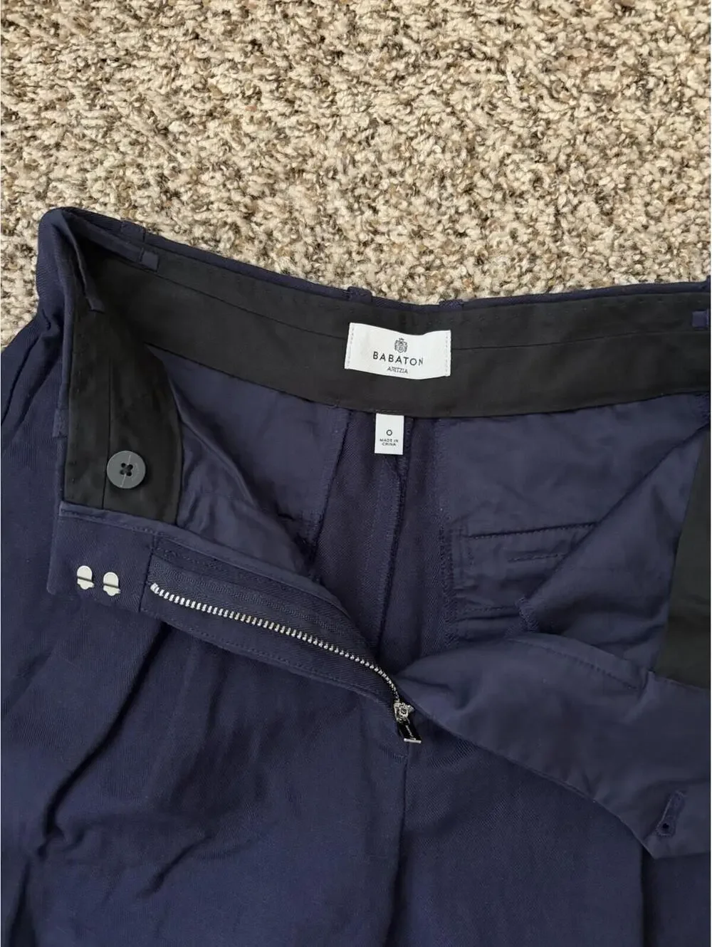 Aritzia Babaton Linen Blend Navy Blue Wide Leg Dress Pants Women’s Size 0